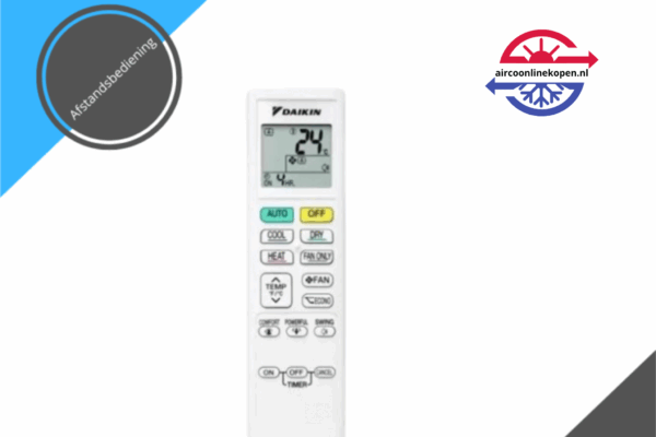 Afstandsbediening van Daikin airco met temperatuurweergave op scherm – model geschikt voor wandmontage units
