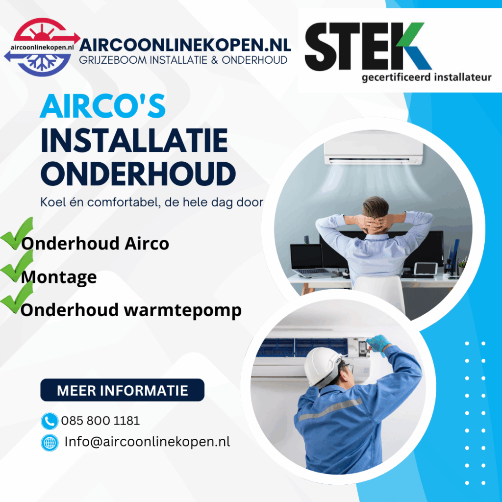 Installatie en onderhoud van airco en warmtepomp door gecertificeerd STEK-installateur via AircoOnlineKopen.nl